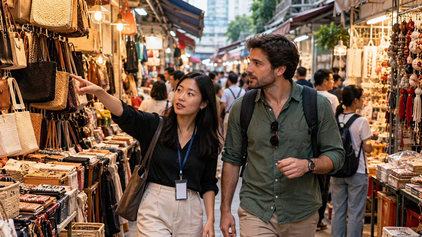 Buyer walking through a Guangzhou wholesale market